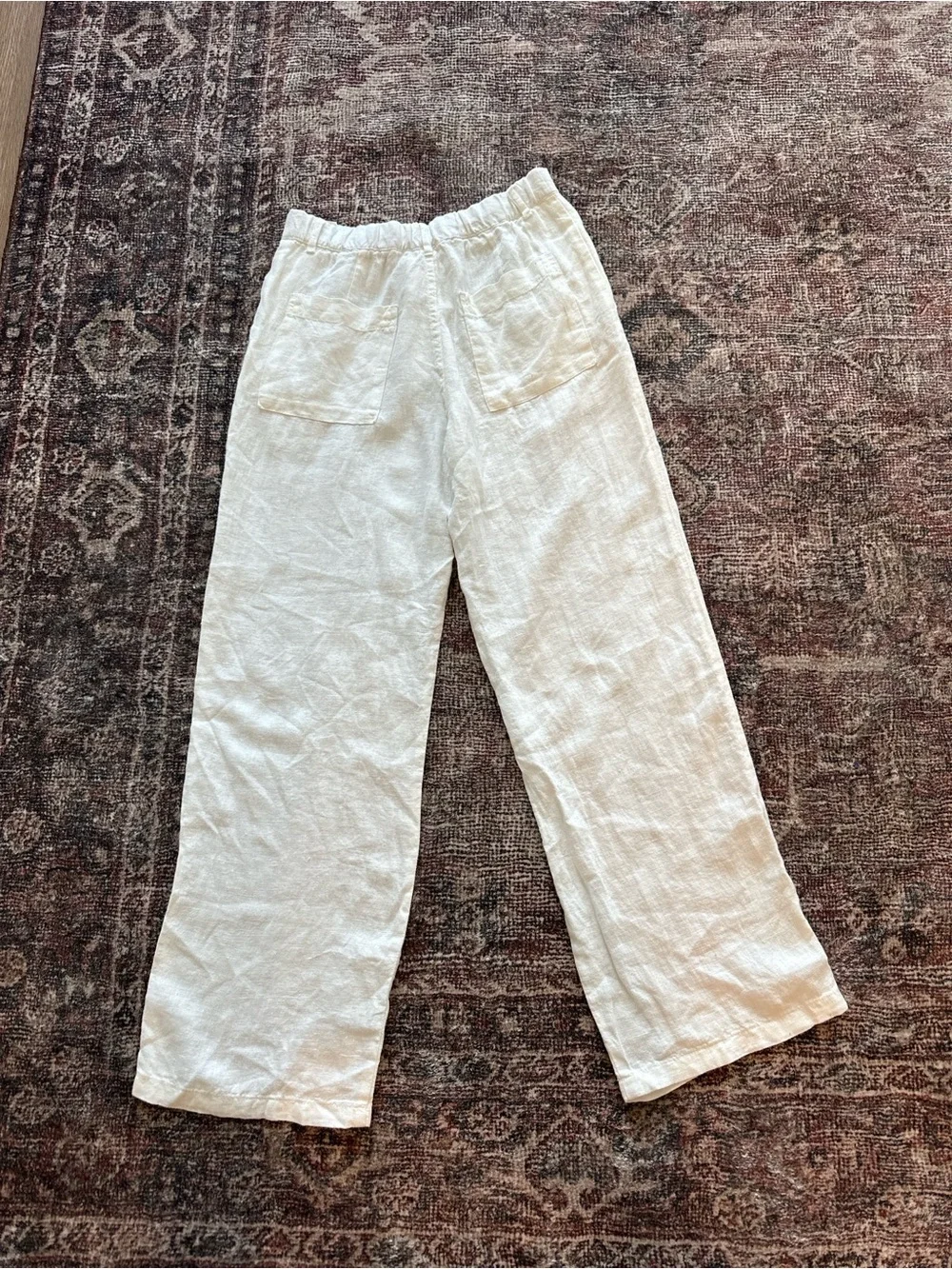 NWT Zara 100% White Linen Pants Size Small Beach Casual Summer Trendy Viral